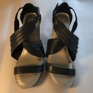 Michael Black Wedge Sandal 7.5 Leather Upper